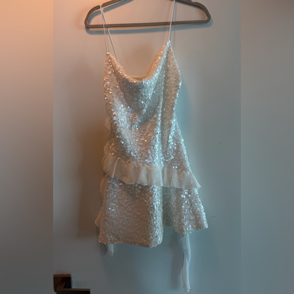 Zara White Sequin Mini Dress